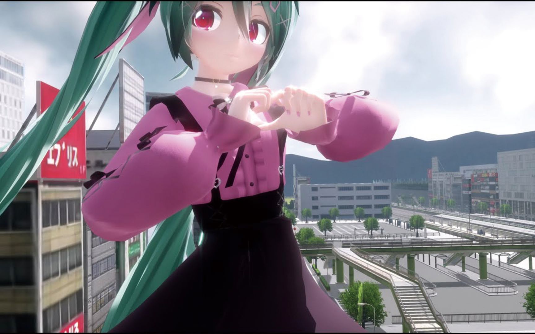 mmd逐渐巨大化初音ミク4k巨大娘电音 舞蹈