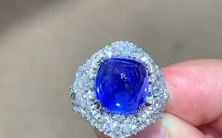 台湾精工镶嵌的糖塔蓝宝石戒指宝石gem 宝石