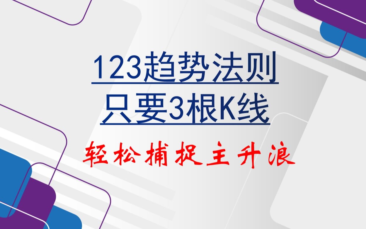 [图]炒股没有那么多弯弯绕，掌握123趋势法则，只要3根K线，轻松捕捉主升浪！