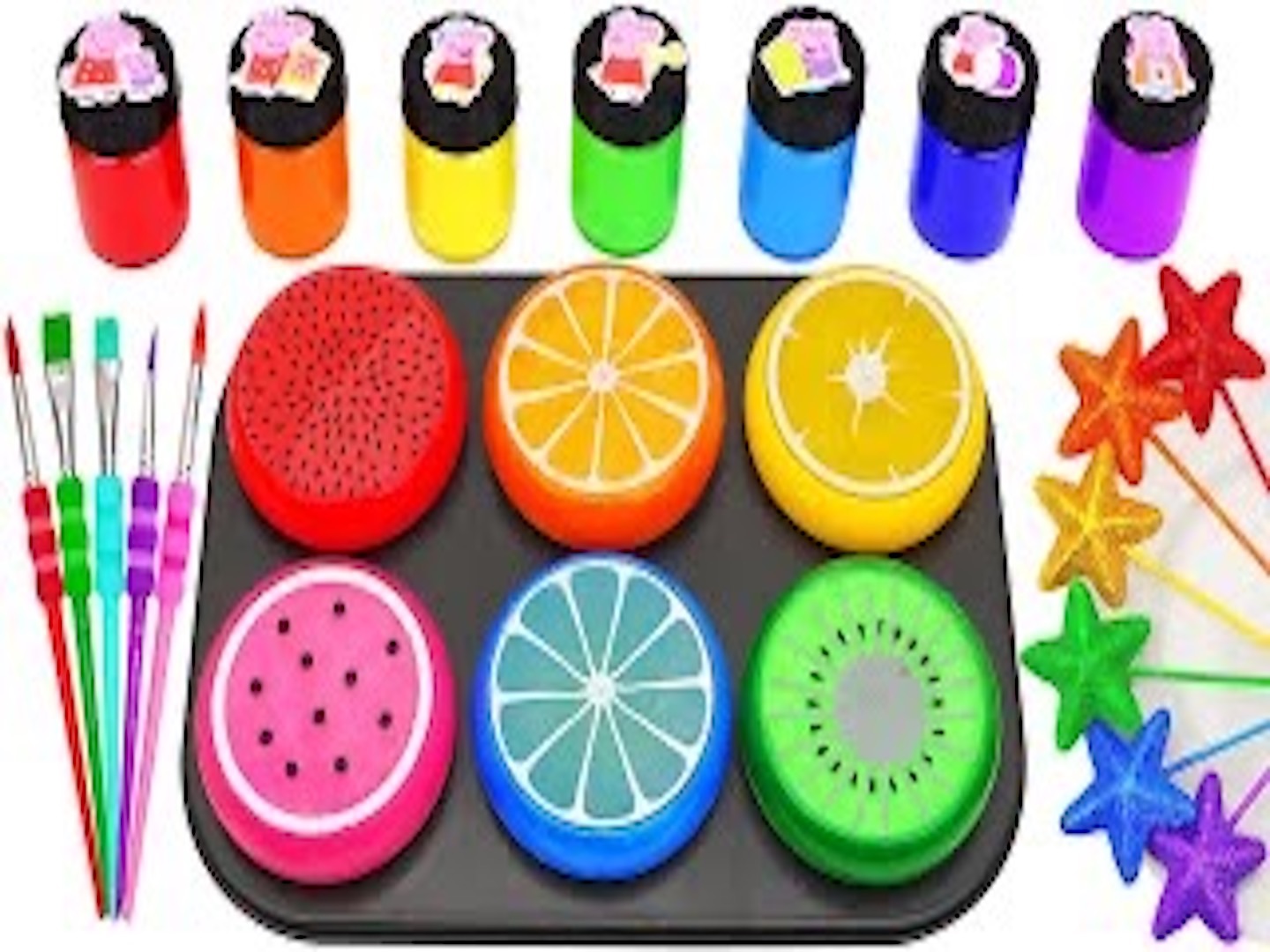 用彩色史莱姆水果 制作彩虹闪光星星棒棒糖糖果 儿童diy玩具