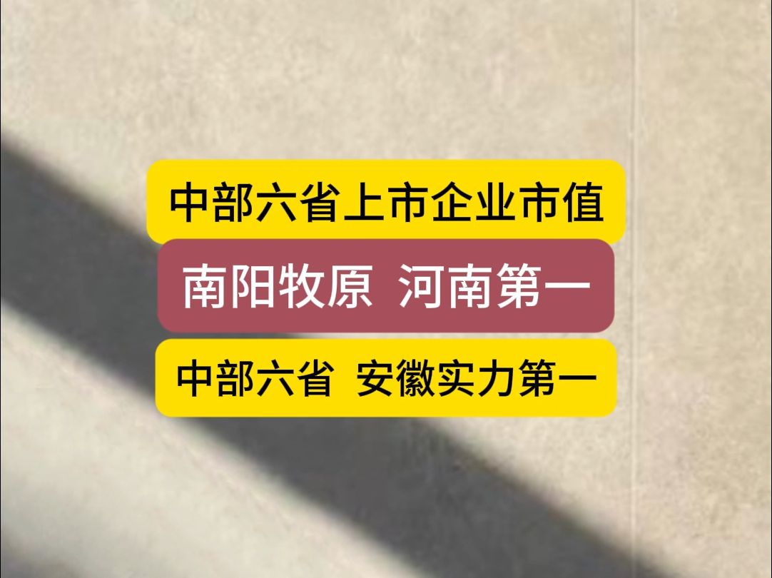 上市企业市值,河南省,南阳第一;中部六省,安徽第一哔哩哔哩bilibili