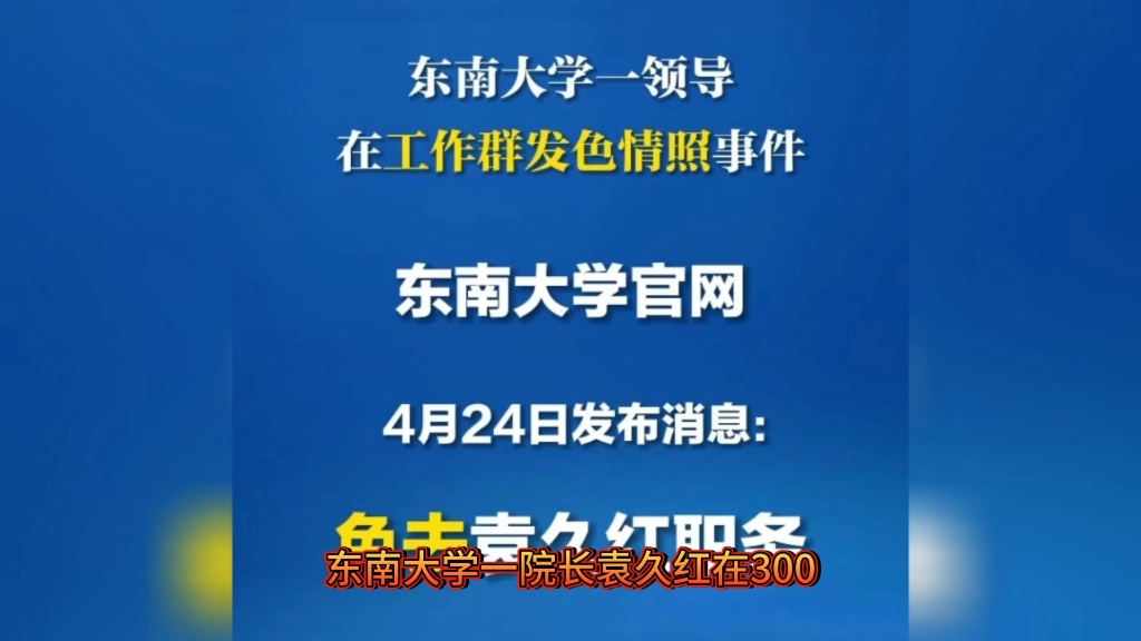 最新进展!东南大学院长袁久红在工作群中发布不雅照片!已被开除哔哩哔哩bilibili