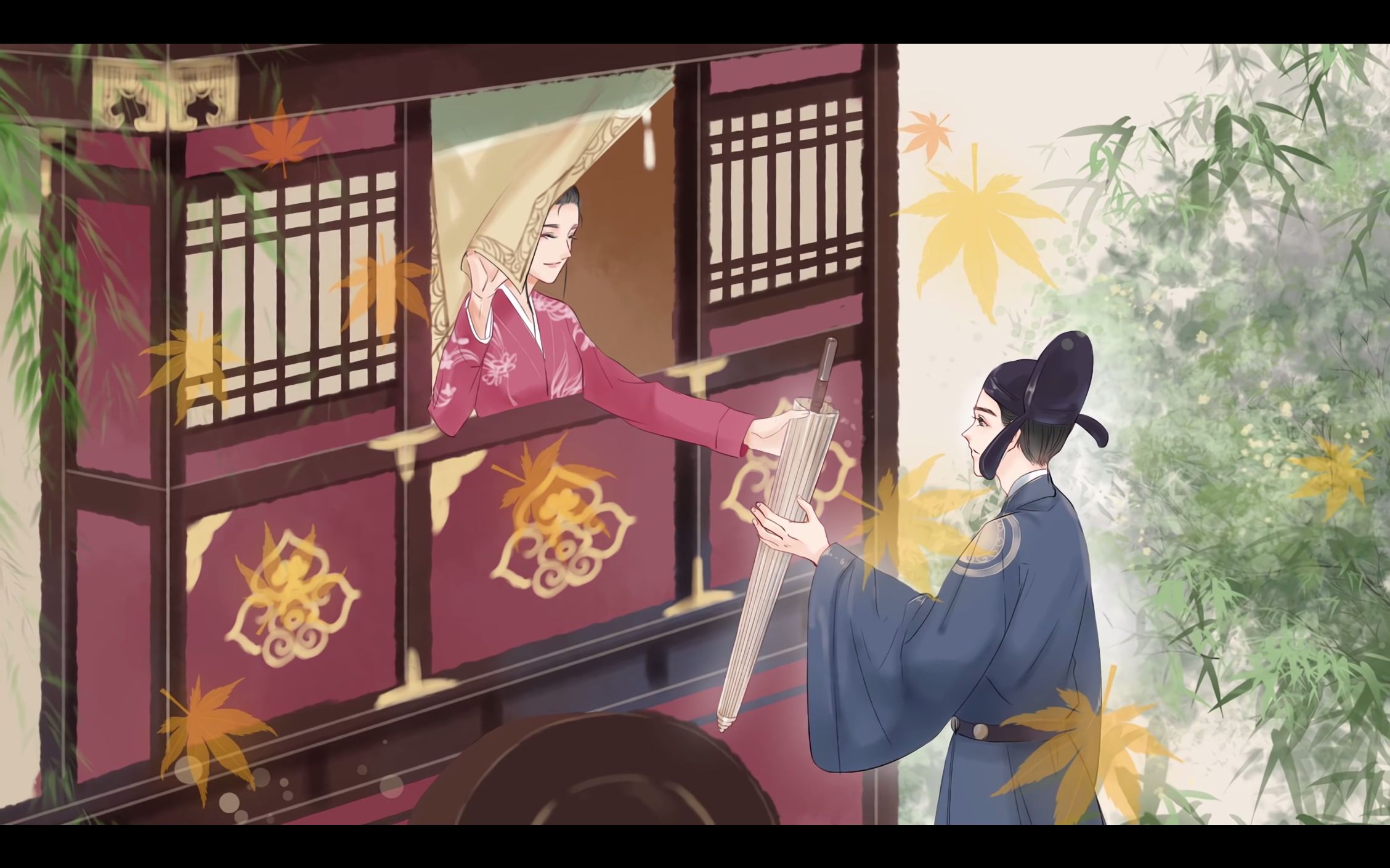 班婳容瑕等初见的风花美伞配美人合适的很