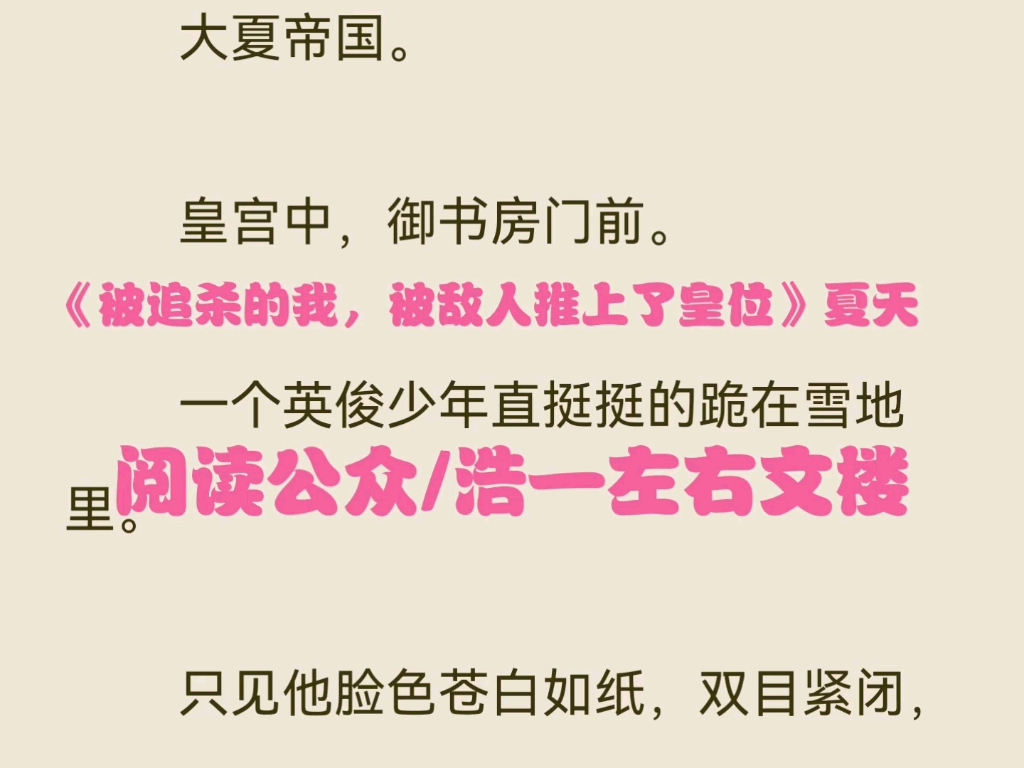 今日热门小说推荐《被追杀的我,被敌人推上了皇位》夏天又名《夏天》哔哩哔哩bilibili