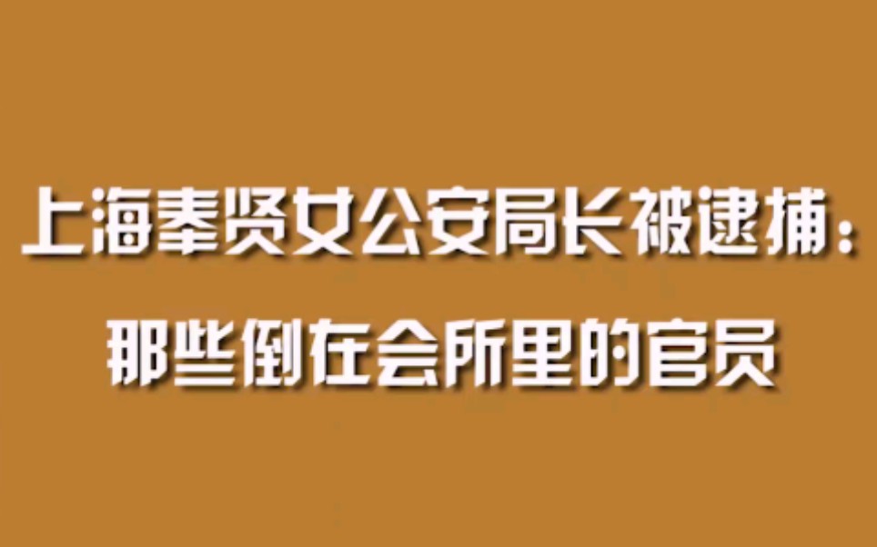 上海奉贤女公安局长被逮捕:那些倒在会所里的官员哔哩哔哩bilibili