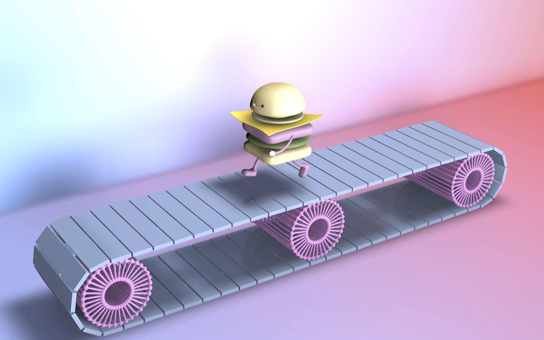 【c4d练习】一个在传送带上不停奔跑的汉堡