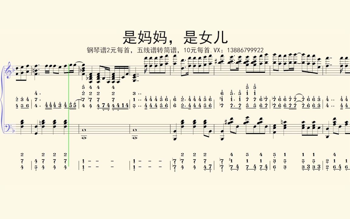 钢琴谱:是妈妈,是女儿
