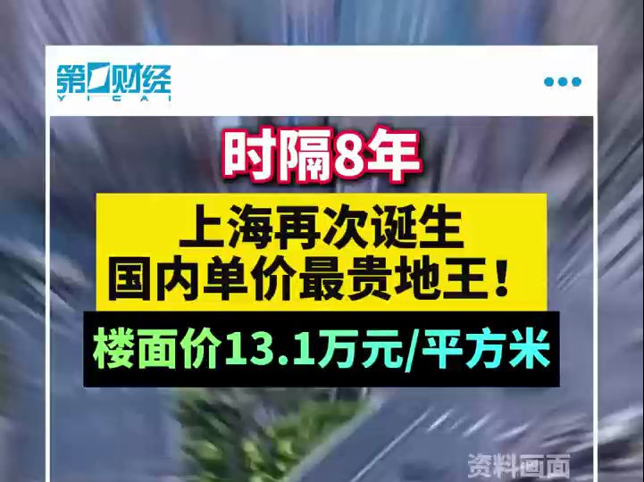 时隔8年,上海再次诞生国内单价最贵地王!楼面价13.1万元/平方米哔哩哔哩bilibili