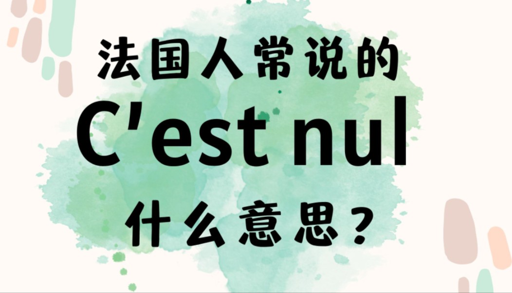 法国人常说的法语"C'est nul"什么意思?【法语学习干货】哔哩哔哩bilibili