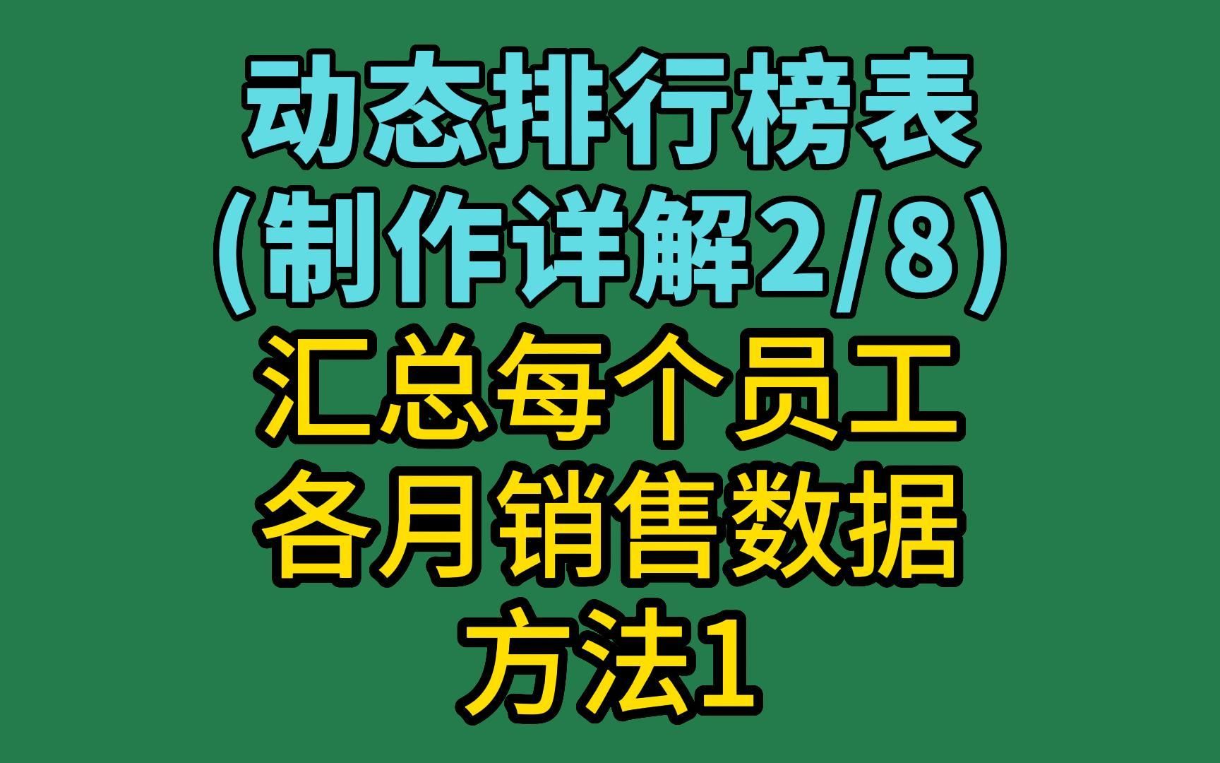 动态排行榜详解2/8:汇总每个员工各月销售数据方法1哔哩哔哩bilibili