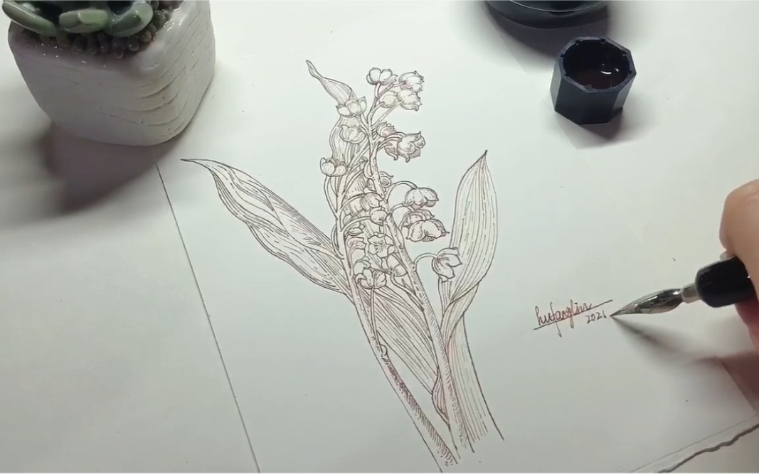 钢笔线描——风铃