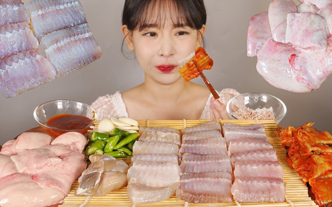 【wooang】洪鱼脍 鳐鱼 鱼肝 泡菜 马格利米酒 吃播咀嚼音_哔哩哔哩