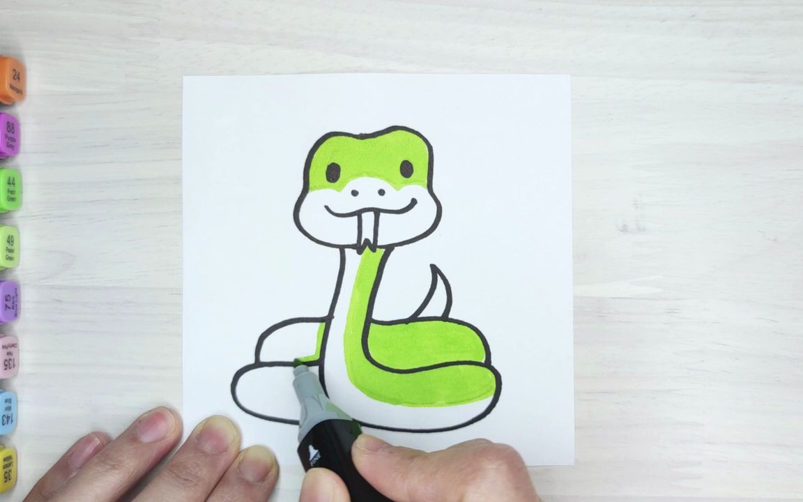 【简笔画】教你一步一步画一条蛇97~超级简单的绘画,一看就会!