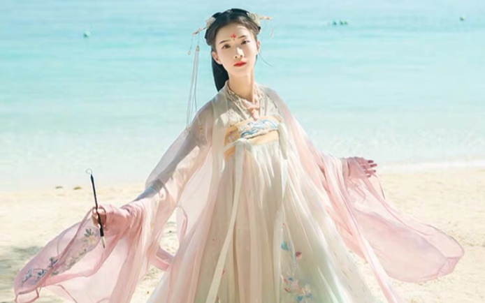 汉尚华莲画皮原创汉服女夏中国风齐胸襦裙渐变色超仙6米间色大摆 仅上