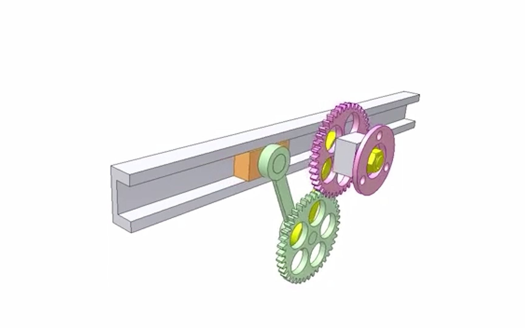 三维运动仿真:齿轮结合滑槽组成的运动机构
