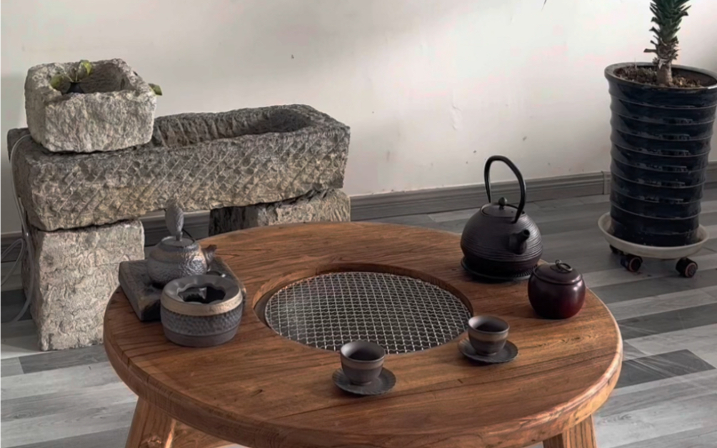 老榆木围炉桌,家庭打造围炉茶室