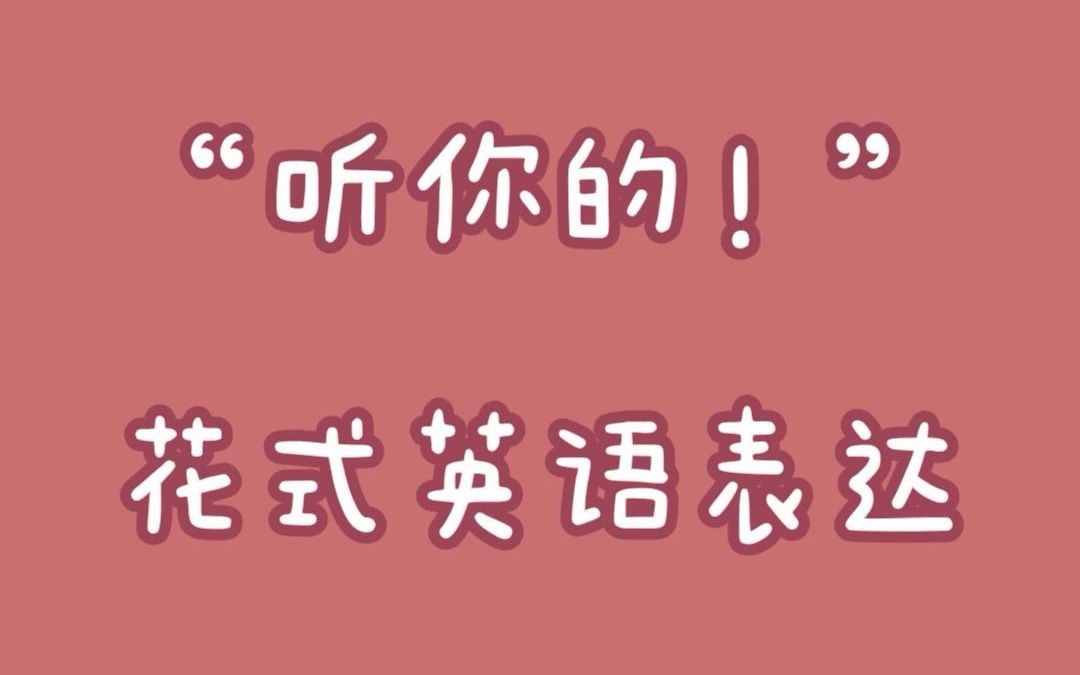 “听你的,你说了算”用英语怎么说?花式地道表达学起来!哔哩哔哩bilibili