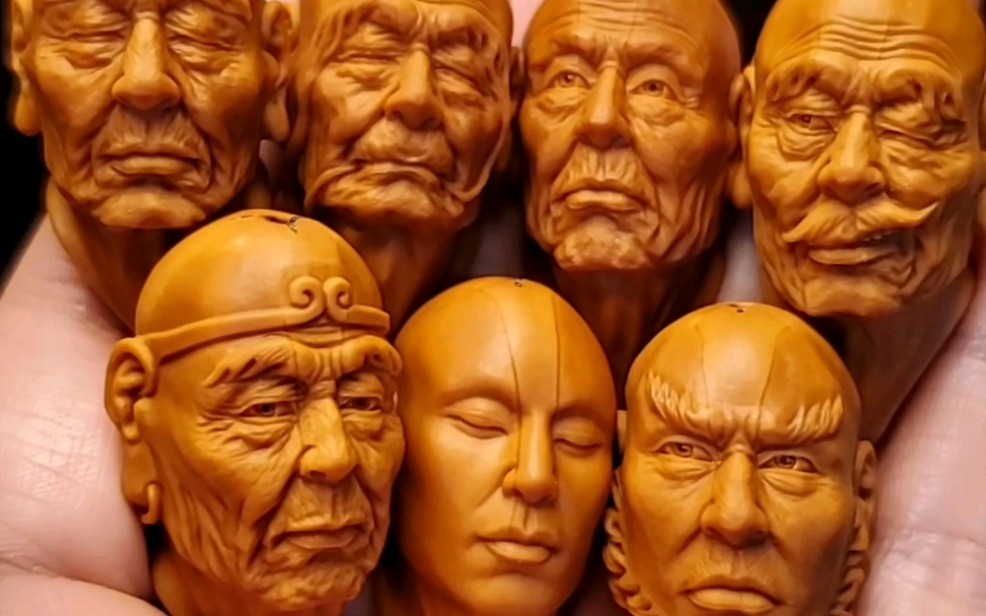 超写实传神的一套七星罗汉,栩栩如生形神兼备,惟妙惟肖,雕活了都