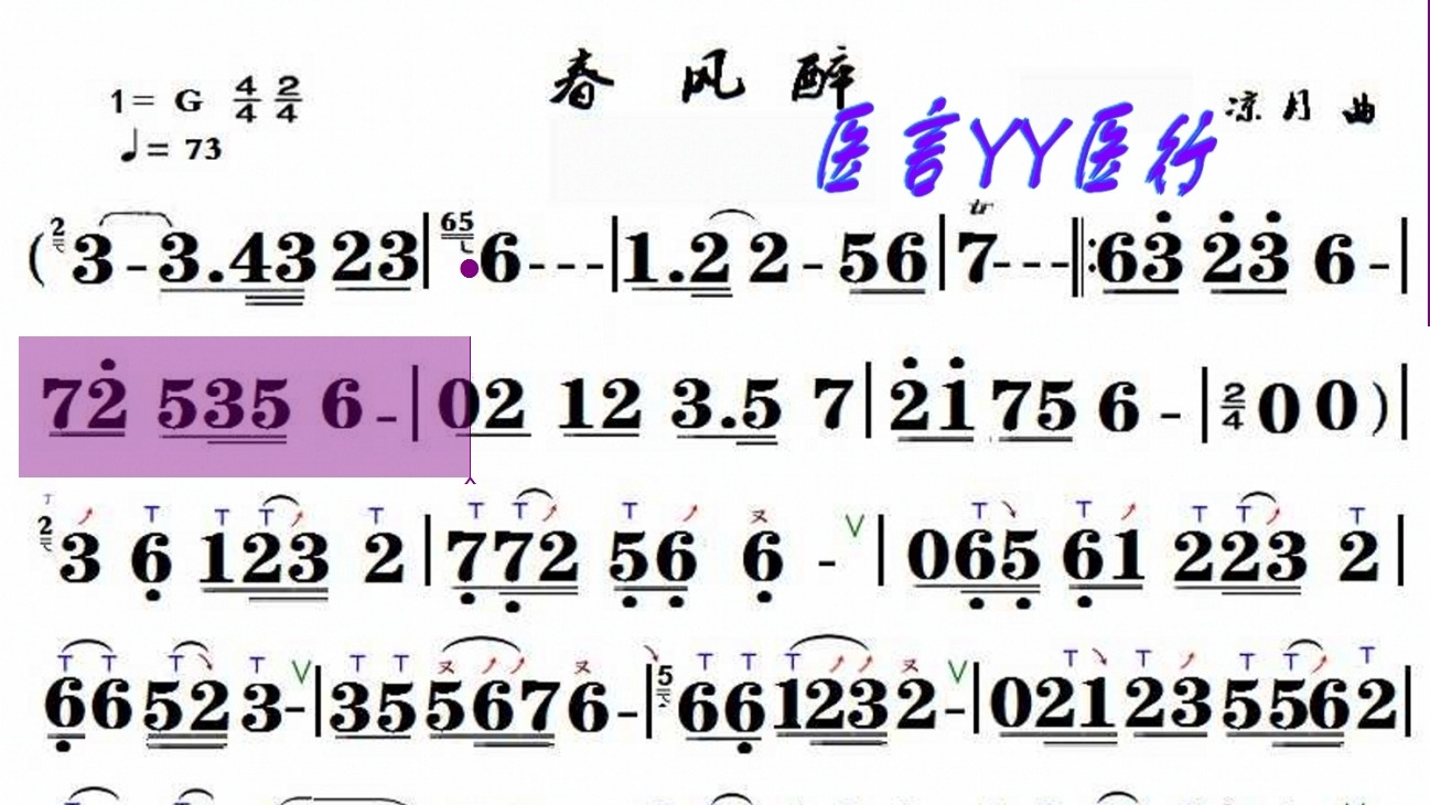 《春风醉》 g 调 动态乐谱伴奏曲