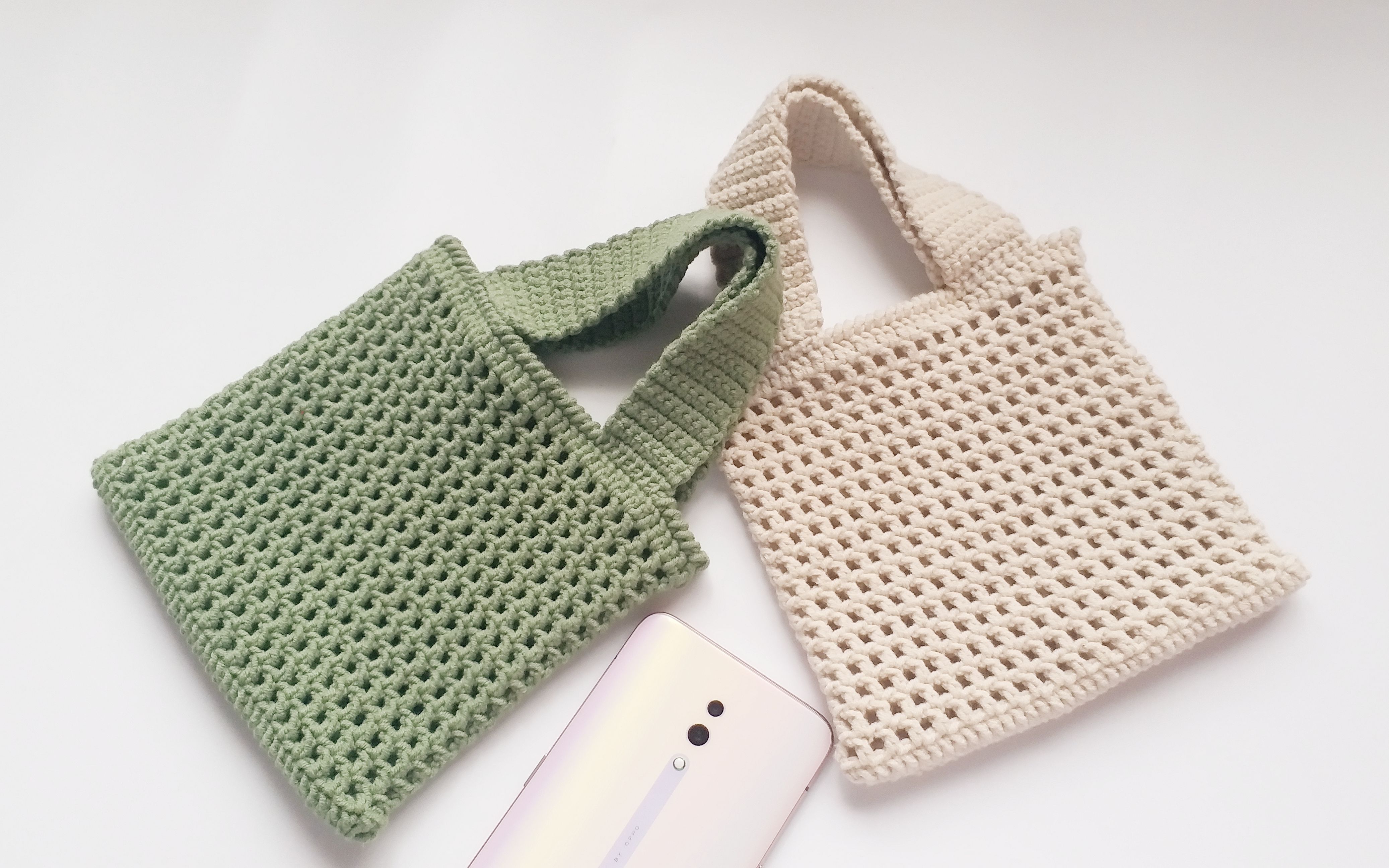 钩针编织时尚简约网格手拎袋出门非常实用的一款小包