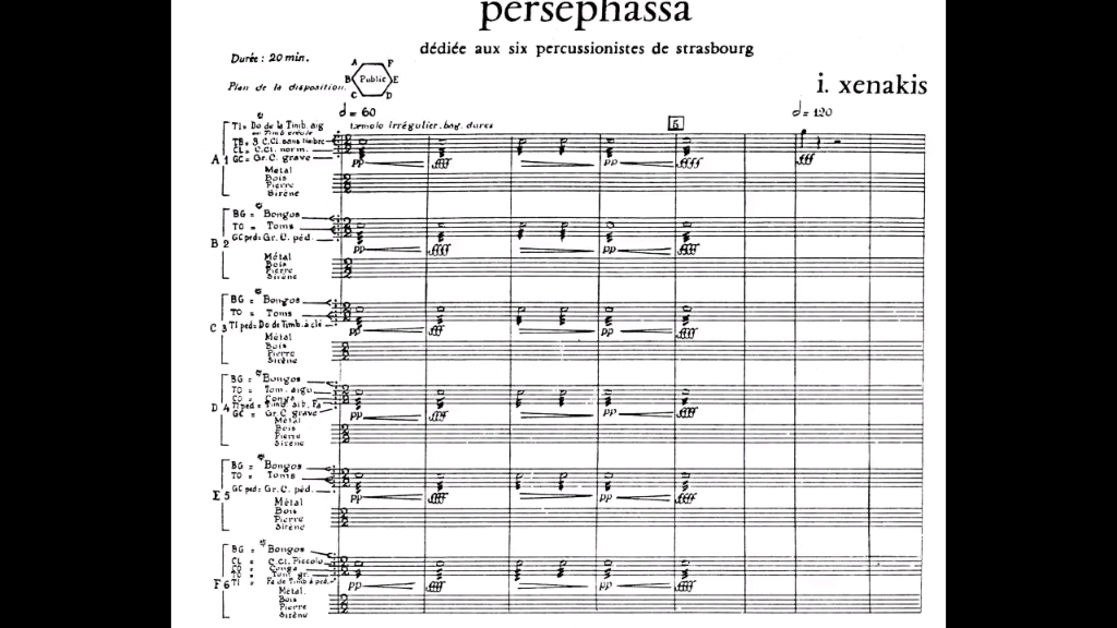 [图]【Iannis Xenakis】- Persephassa for Six Percussionists (1969) [Score-Video]