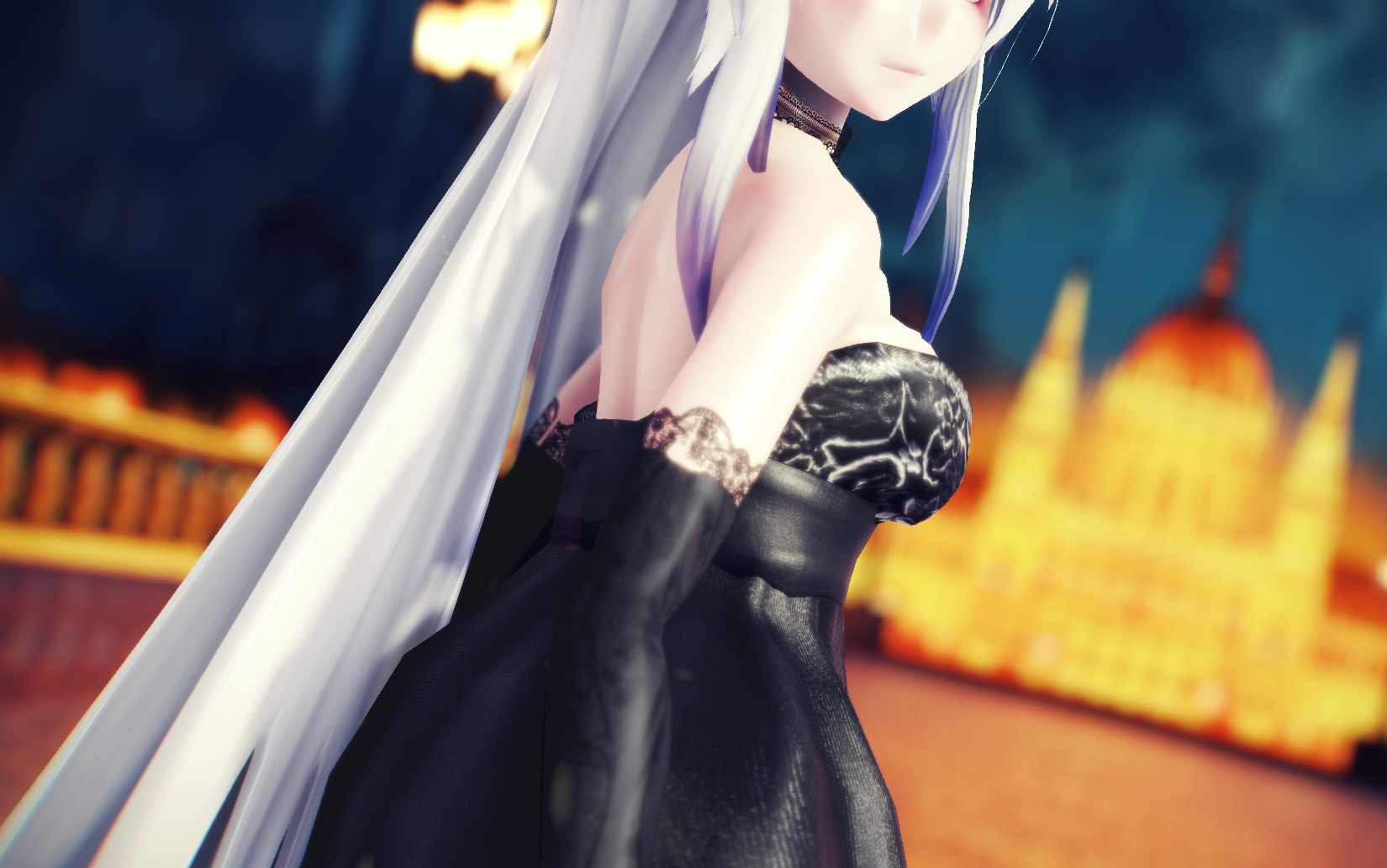 【黑色露背晚礼服】雨夜与星光 黑色长裙弱音 conqueror 特效测试