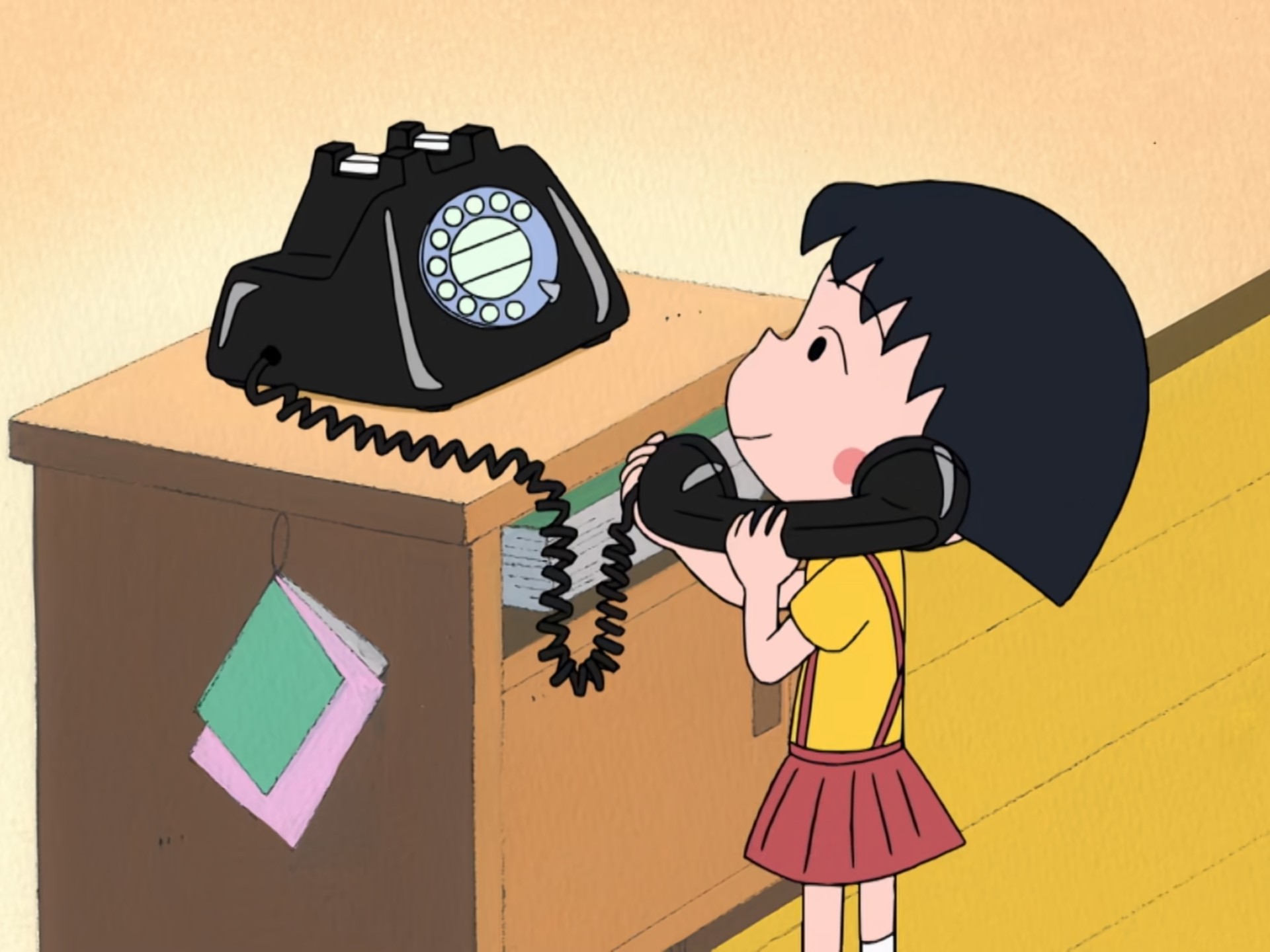 樱桃小丸子】小丸子学习打电话的礼貌用语,和小玉在家练习打电话