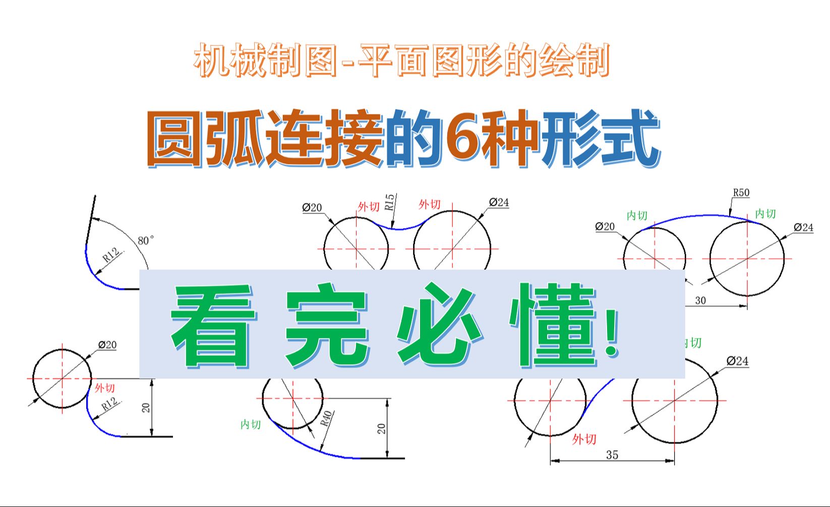 圆弧连接的6种形式全网最细,看懂出师!哔哩哔哩bilibili