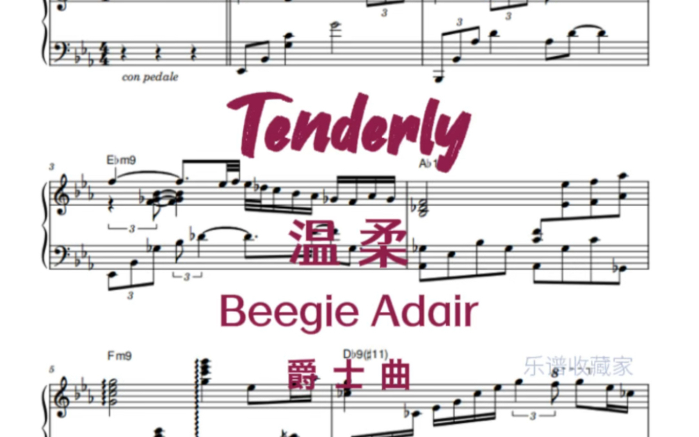 美国传奇女爵士钢琴家 Beegie Adair 演奏温柔 Tenderly 钢琴谱哔哩哔哩bilibili