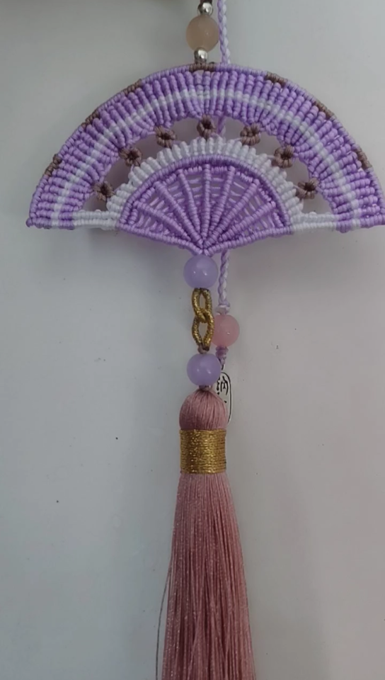 手工编织挂件车挂.客人定制桃花扇.