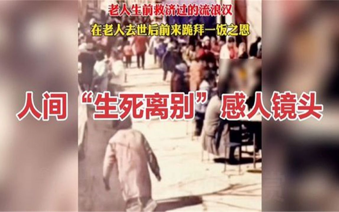 [图]人间生死离别的29个感人镜头，老人生前救济流浪汉，跪一饭之恩.mp4