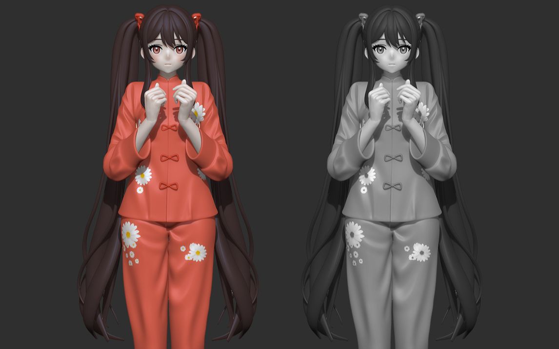 【zbrush雕刻】胡桃全身人体模型雕刻完整案例教学,3d人物角色建模