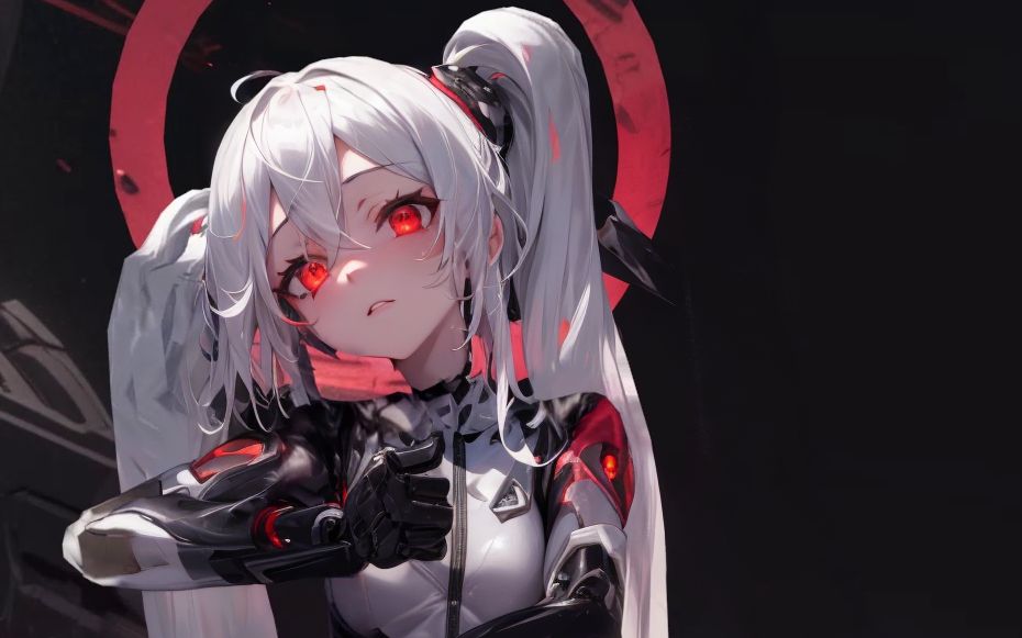 当初音穿上了战斗服,并且变成白毛的时候.