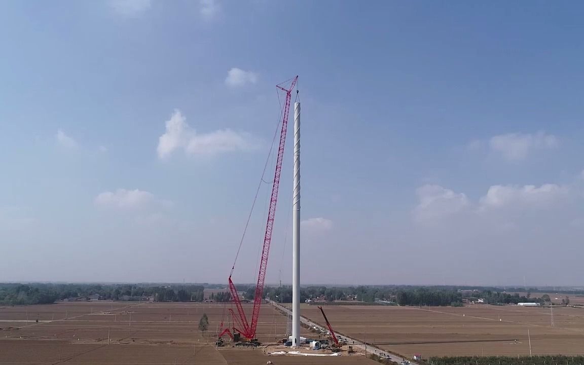 Envision Energy 150m wind power tower installation远景能源风电塔筒吊装哔哩哔哩bilibili