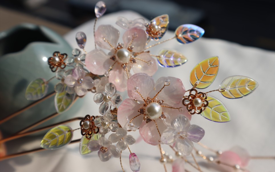 【热缩片】热缩长流苏对钗汉服头饰