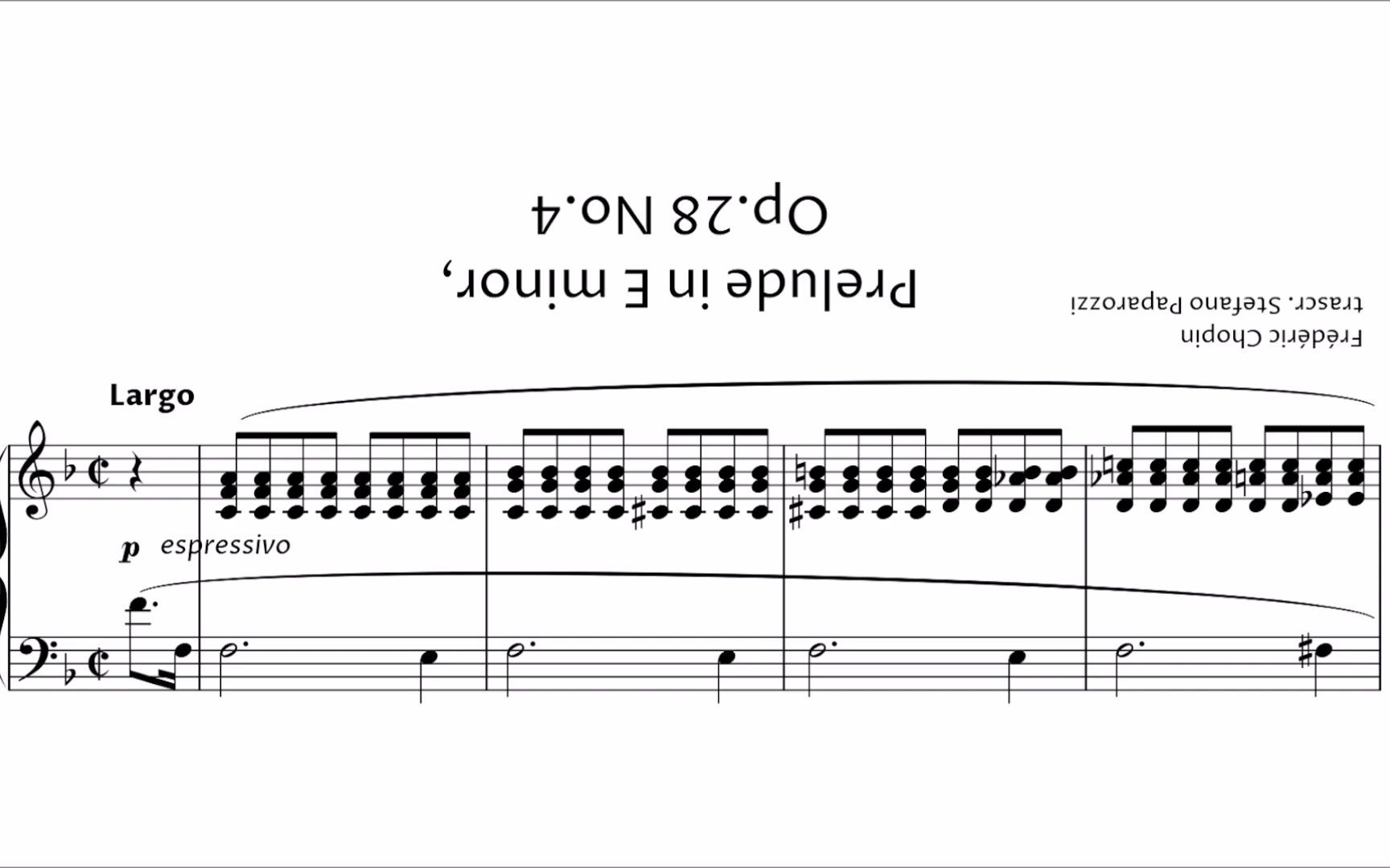 [图]［曲谱同步］［倒转］Prelude in E minor E小调前奏曲 Op.28 No.4 By Chopin 肖邦