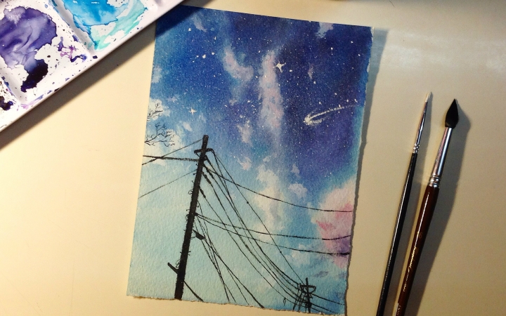 【burgeri】[星空秒速五厘米] 第一期 水彩手绘,初投稿~啦啦啦