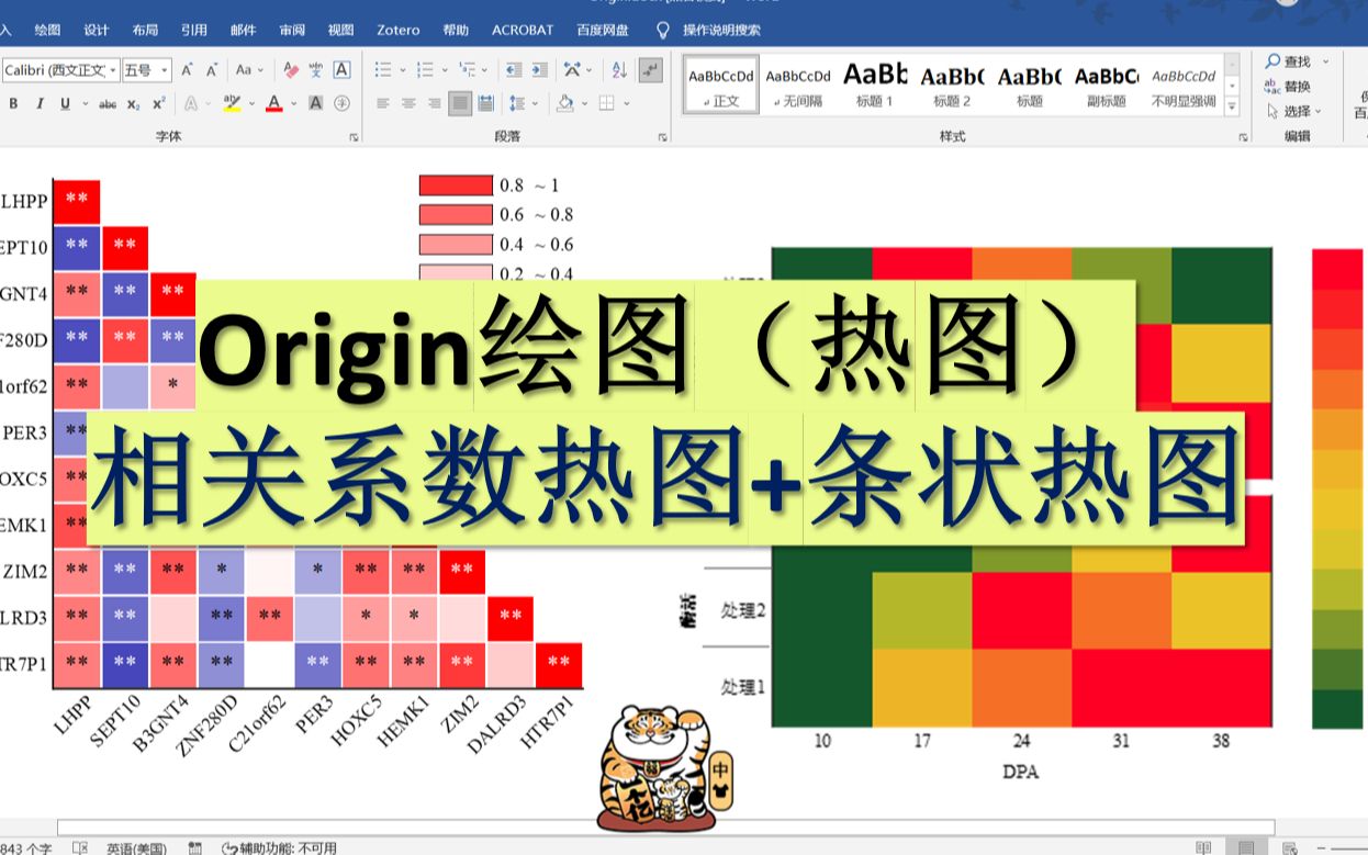 1秒钟学会Origin绘图【相关系数热图+条状热图】哔哩哔哩bilibili