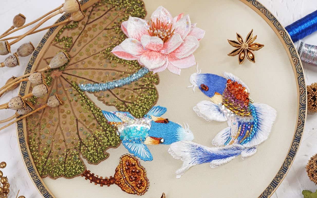 法式刺绣【江南团扇】虐心又好玩儿的法绣教程分享