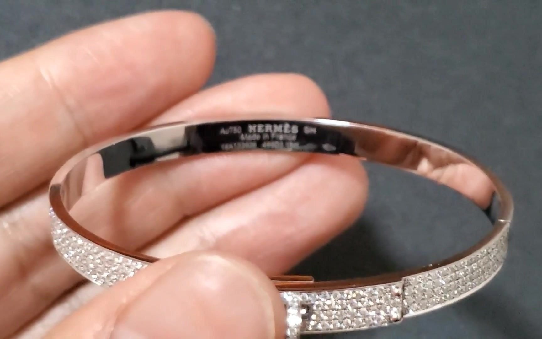 【评测】爱马仕18k白金kelly满镶钻石小号款手镯