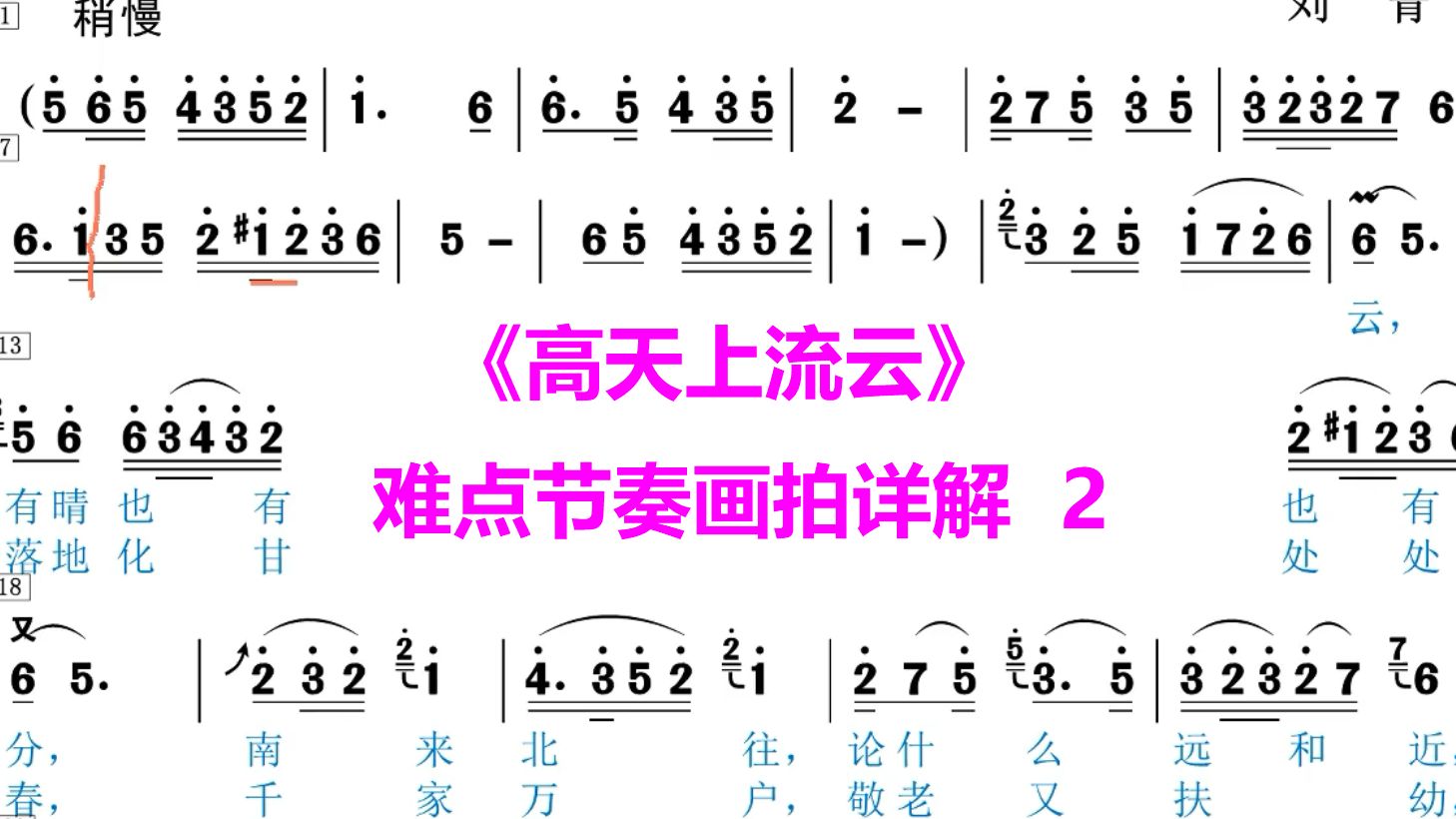 经典老歌《高天上流云》葫芦丝吹奏 教学摘录3 难点节奏详解2