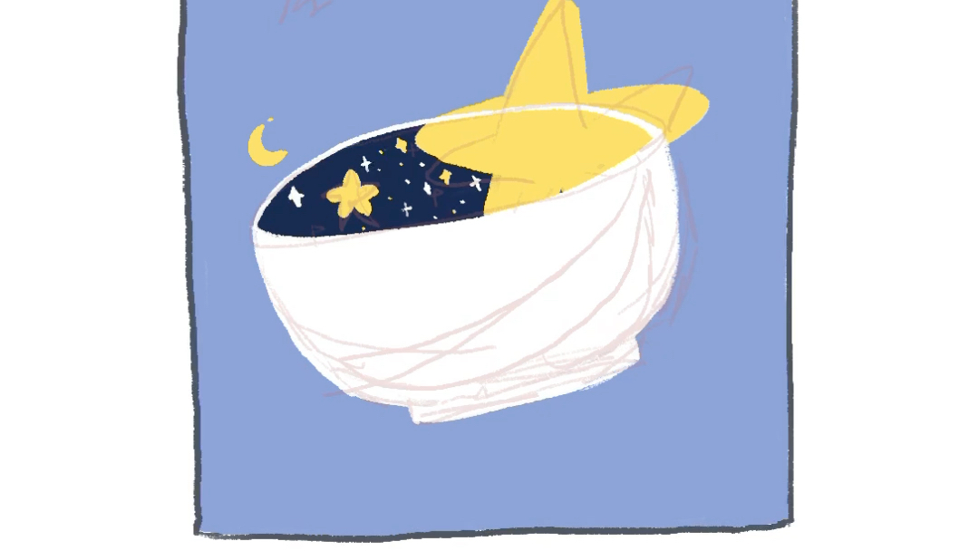 星星泡饭绘画过程