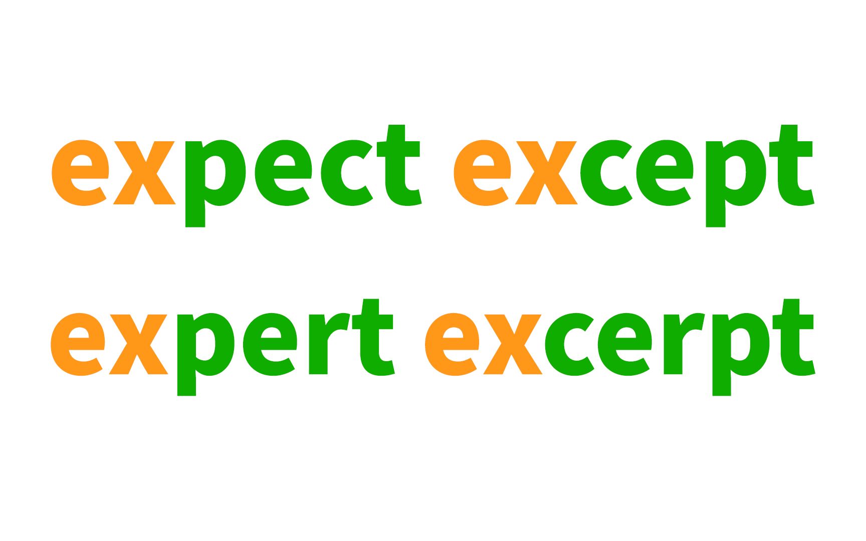 [图]expect except excerpt expert export... 傻傻分不清?