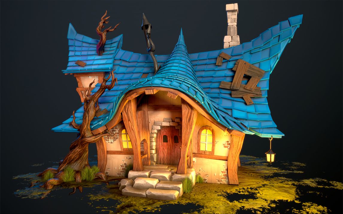 【3dmax建模案例】自制风格化建筑魔法小屋~场景建筑模型の快速参考