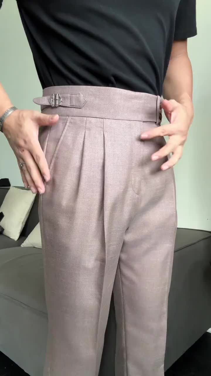 高腰调节扣那不勒斯西裤