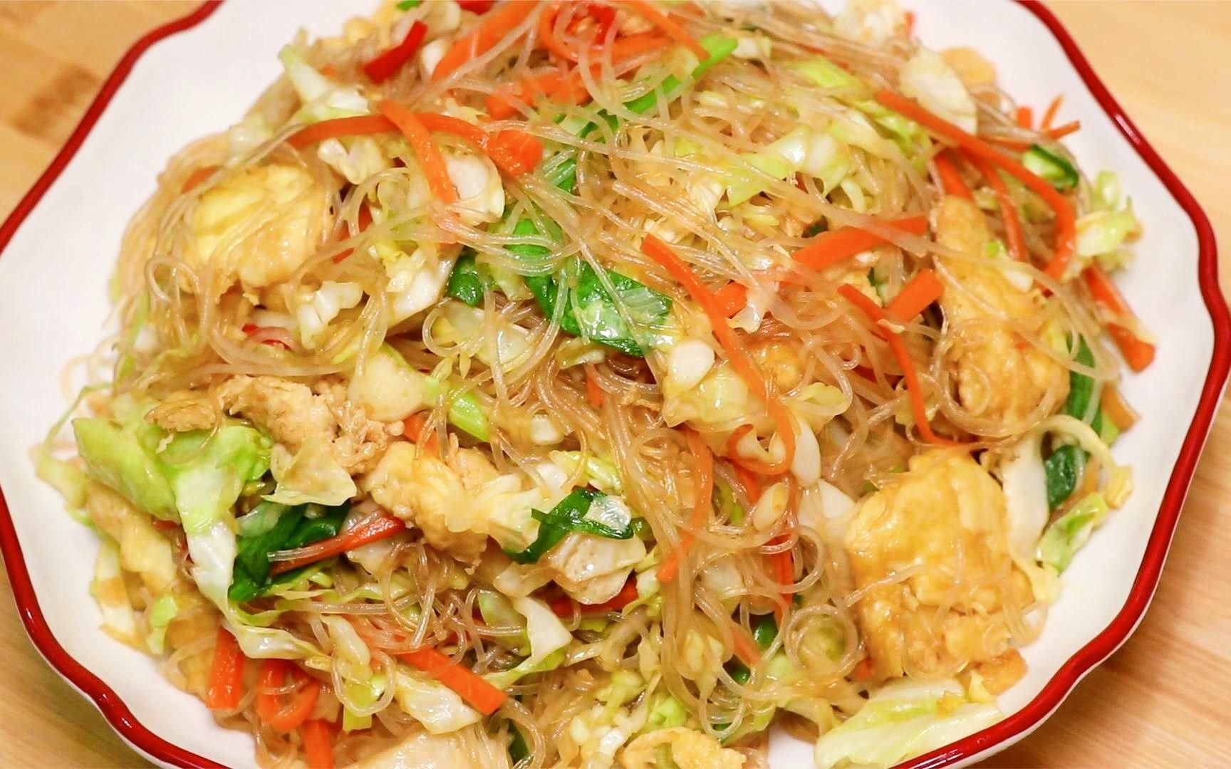 包菜炒粉丝原来是这样做,粉丝不沾不坨不粘锅,技巧全在这里,香