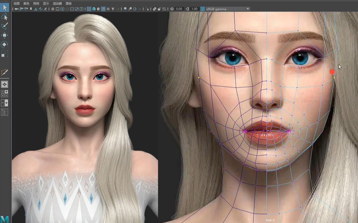 【Maya人物建模】人头大型、嘴巴、鼻子、头发布线讲解,影视角色“艾莎公主”人物建模教程哔哩哔哩bilibili