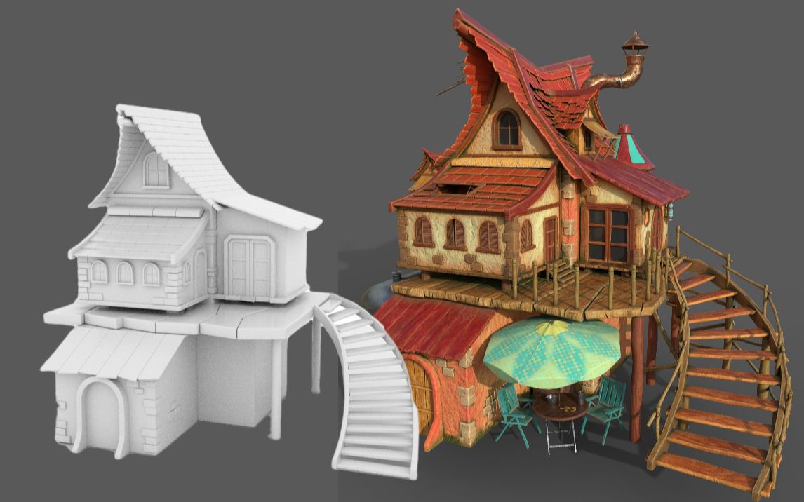 活动作品maya场景建模简单小房子模型制作零基础建模案例讲解