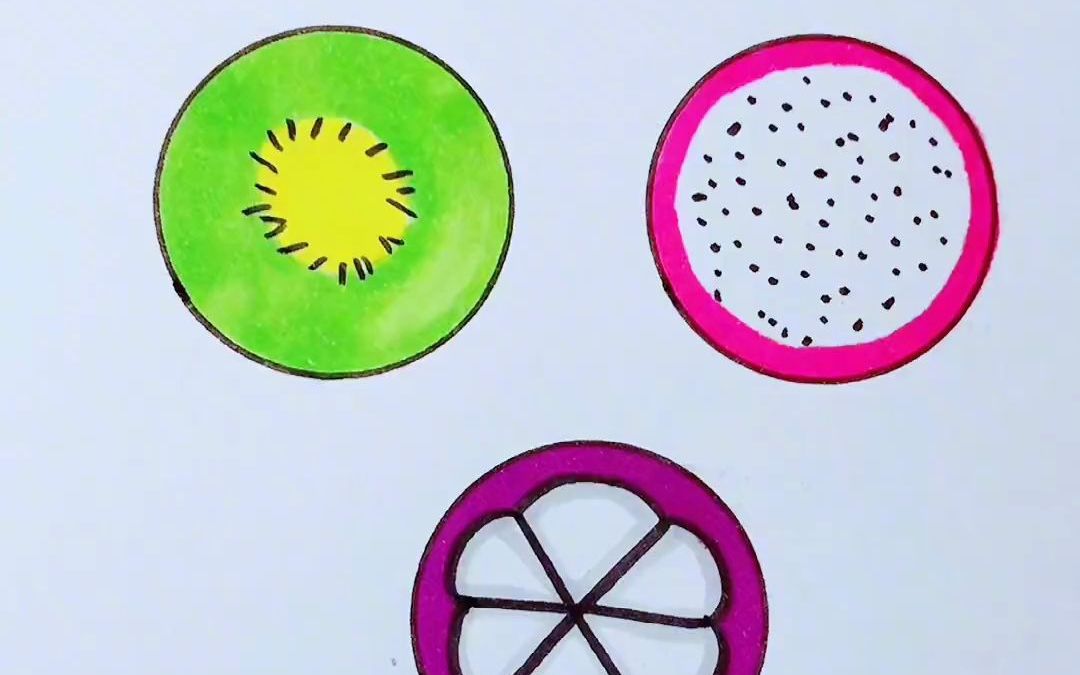 【简笔画】用圆画水果,有你喜欢吃的吗_哔哩哔哩_bilibili