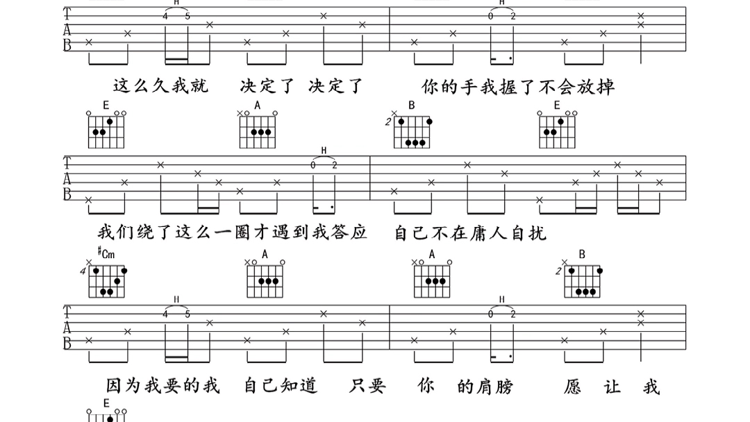 《遇到》吉他谱哔哩哔哩bilibili